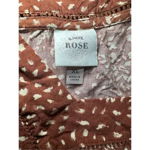 Knox Rose Floral‎ Boho Western Dress Rust Brown Cream Sz XL thumbnail 3