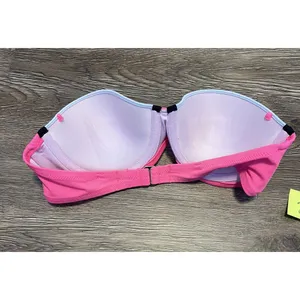 Victorias Secret Triangle Bikini Top 32C Underwire Padded Swim Bandeau Pink EUC thumbnail 2