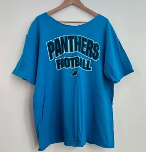 Carolina Panthers NFL Destroyed off the shoulder Tee thumbnail 1