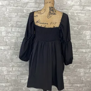 EXLURA Square Neck Black Mini Dress thumbnail 6