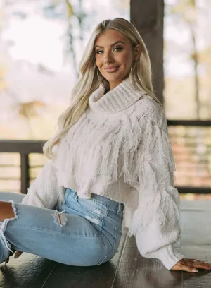 These Three Shaggy Turtle Neck Crop Sweater  thumbnail 2