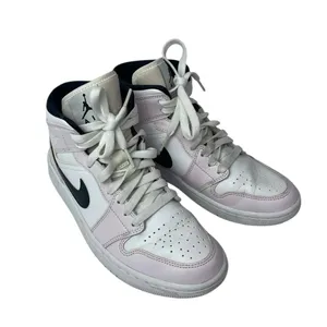 Nike Air Jordan 1 Mid Pink White Lace Up High Top Athletic Sneakers Shoes Sz 7.5 thumbnail 5