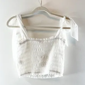 Altar'd State Tie Strap Smocked Cropped Tank Top White Small thumbnail 4