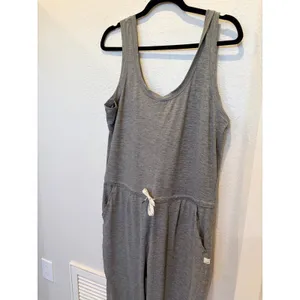 Vuori Lux Harem Jumpsuit Heather Grey Sleeveless Drawstring Pockets Large thumbnail 4