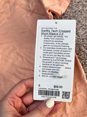 Lululemon Swiftly Cropped Short Sleeve 2.0 - Peach Bellini thumbnail 2