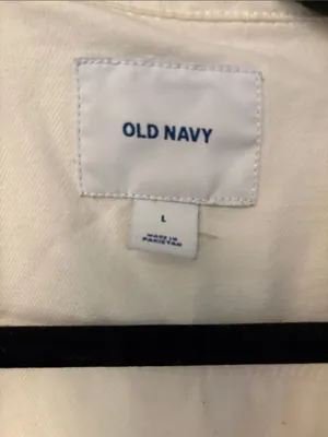 Old Navy Off-White Cream Denim Jean Jacket Size Large L Button Front Trucker thumbnail 2