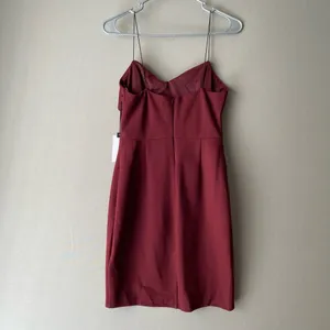 ASTR The Label Ruffle Spaghetti Strap Cocktail Mini Dress M‎ Burgundy thumbnail 7