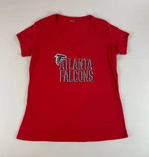 NFL Team Apparel Womens Red Atlanta Falcons V Neck Short Sleeve Tee XL thumbnail 1