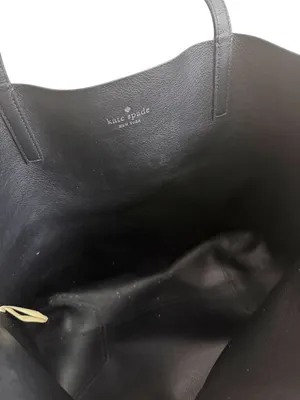 KATE SPADE Pewter Silver Black Reversible Leather Shoulder Tote Bag thumbnail 6