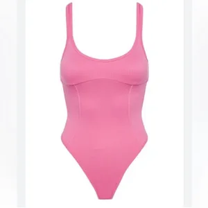 For Love And Lemons Pink Ribbed Bodysuit Size XS Barbie Core Hot Pink thumbnail 1