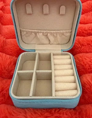 Light blue compact travel jewelry box thumbnail 1