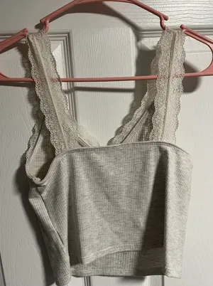 American Eagle Lace Tank Top White thumbnail 1