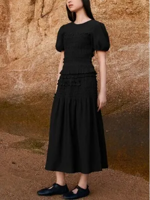 Uniqlo Cecilie Bahnsen Shirring Volume Sleeve T-Shirt NWT Black Small thumbnail 2