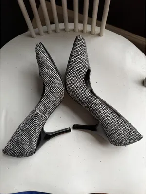 Rampage Black and White Tweed Pointed Toe Heels thumbnail 2
