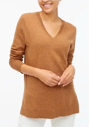 J. Crew Camel V-Neck Tunic Sweater thumbnail 1