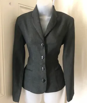 2000s Grey-Black fitted slim fit long sleeve blazer with functional pockets button closure thumbnail 7
