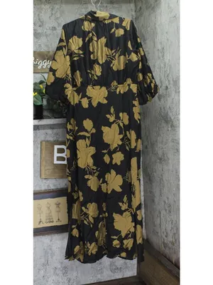 NWT A New Day Womens Tie Neck Maxi Dress Woven 94441349 Black / Brown Floral XL thumbnail 3