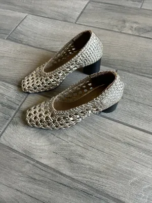Pilcro Neutral Crochet Square-Toe Ballet heels thumbnail 4