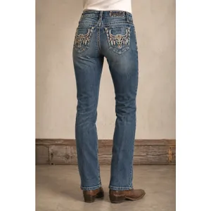 Grace in LA Jeans Womens 25 Blue Bootcut Bull Skull Embellished Pocket Western thumbnail 2