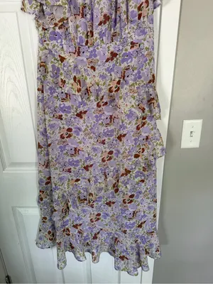 ASTR The Label Purple Lavender Ruffle Floral Maxi Dress Cottacore thumbnail 3