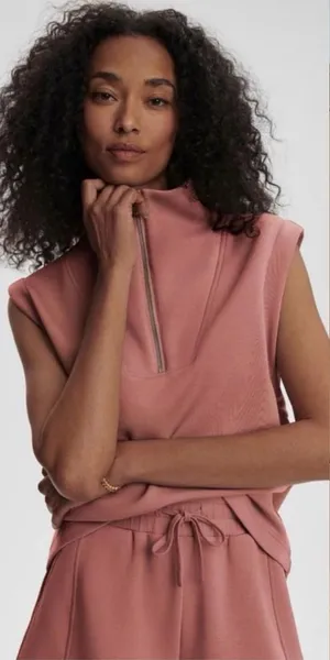 NWOT Varley DoubleSoft Magnolia 2.0 Half-Zip Tank in Canyon Rose Women’s Medium thumbnail 1