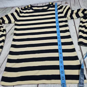 J.Crew Perfect Fit Stripe Long Sleeve‎ T-Shirt Gold Button Shoulder BS569 S thumbnail 8