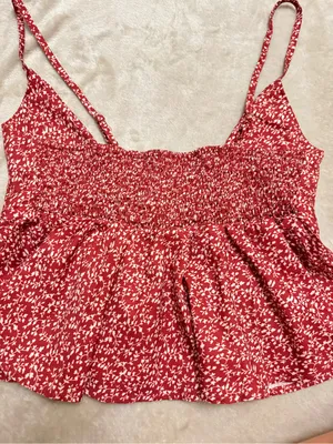 SHEIN Red Floral Tie-Front Spaghetti Strap Camisole thumbnail 2