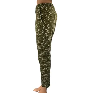 Zara Women's Green Geometric Mid Rise Slim Straight Skinny Crop Trousers Pants 4 thumbnail 2