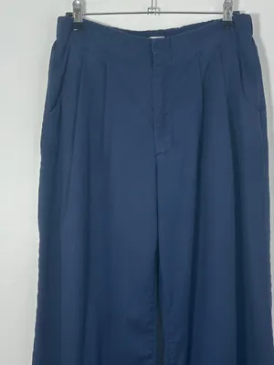 Wonderly Women's Size 10 Pleat Front Wide Leg Pants Navy Blue Office Work Casual thumbnail 3