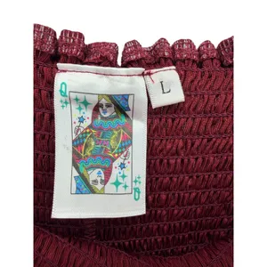 Queen of‎ Sparkles Burgundy Metallic Smocked High Waist Shorts L Gameday Party thumbnail 3