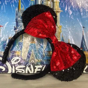 Disney parks OG sequin classic red bow Minnie Mouse ears thumbnail 1