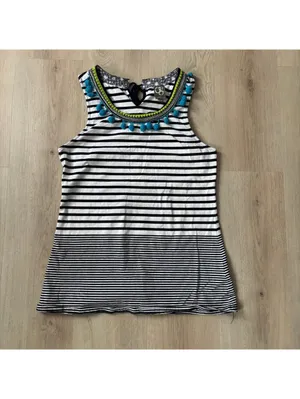 Anthropologie One September EUC Women's Striped Pom Pom Tank Size M thumbnail 2