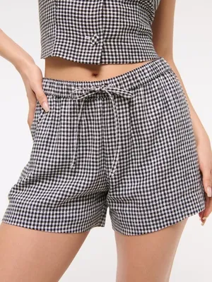 NEW Abercrombie Gingham Black & White Shorts thumbnail 1