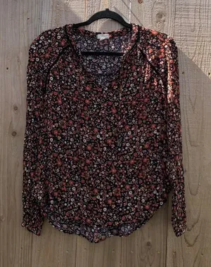 Mason & Belle Black Cottagecore Boho Peasant light‎ sleeve top size smal thumbnail 1