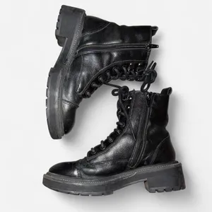 River Island Women's Black Laced and Zipper Combat Boots thumbnail 3