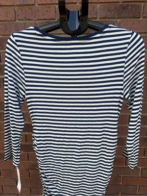 Liz Lange Maternity for Target Striped Dress Navy White Medium M 3/4 Sleeve New thumbnail 7
