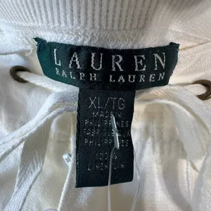 Lauren Ralph Lauren Ivory 100% Linen Cargo Pants Womens XL Drawstring Tie‎ Cuff thumbnail 3