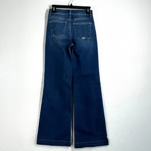 ENJEAN 3 /26 High Waisted Wide Leg Denim Jeans Trouser Dark Wash 32"inseam thumbnail 4