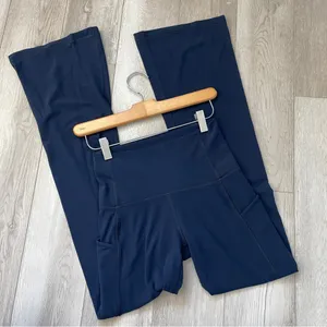 TNA Workout Leggings high rise flare pockets womens Navy Blue (small) activewear thumbnail 1