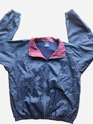 Port Authority Navy Bomber Jacket with Burgundy Collar thumbnail 1