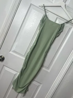 Princess Polly Sage Green Ruched Midi Dress Coquette Y2K Bodycon XS thumbnail 3