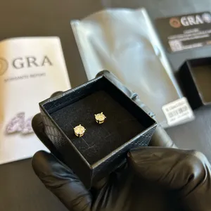 Moissanite Earrings VVS1 GRA Certified Stud Earrings Passes Tester 14k Gold Real thumbnail 1