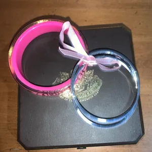 Juicy Couture Retro Pam & Gela Pink and Silver Barbiecore Bangles Bracelet thumbnail 3