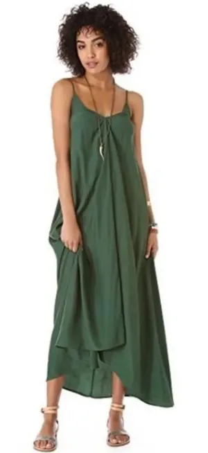Pink Stitch Forest Green High‎ Low Hem Midi Dress Maxi Flowy Size 2 EU 34 AUS 6 thumbnail 1