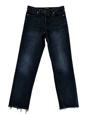 Banana Republic High-Rise Straight Jeans Dark Wash Raw Hem Button Fly‎ 442797 25 thumbnail 1