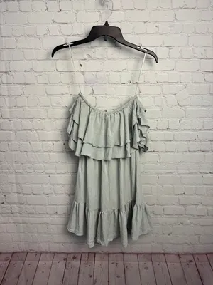 Lost in Lunar medium ruffled tiered blue grey coastal chic mini dress retro Med thumbnail 2