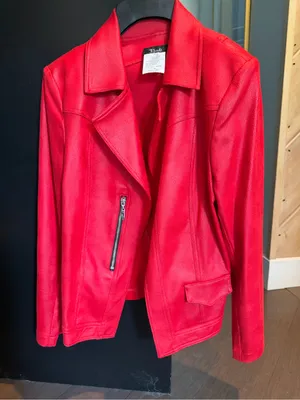 Bali Red Faux Leather Moto Jacket - Women's thumbnail 1