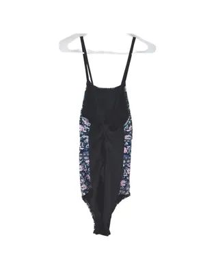 Mossimo Pink Blue Black Floral Criss Cross Back One Piece Swimsuit Size Medium thumbnail 4