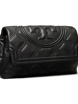 NWT Tory Burch Fleming Soft Quilted Leather Clutch Bag Black thumbnail 5