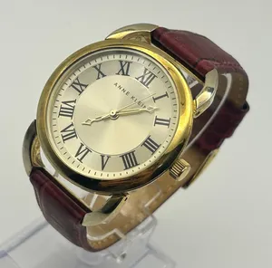 Anne Klein Gold Tone Red Genuine Leather Roman Numerals Markers Women’s Watch thumbnail 1